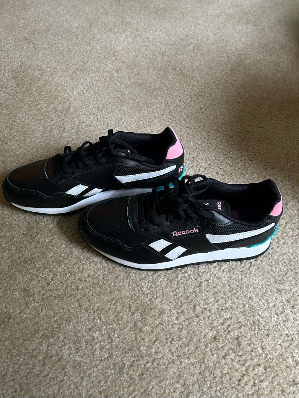 Reebok Black White Pink Athletic Sneakers